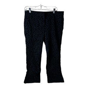 Ann Taylor Black Leopard Print Velvet Pants, "The Ankle" Size 8